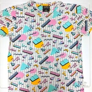 Super Massive 80's geometric print short-sleeve t-shirt size S